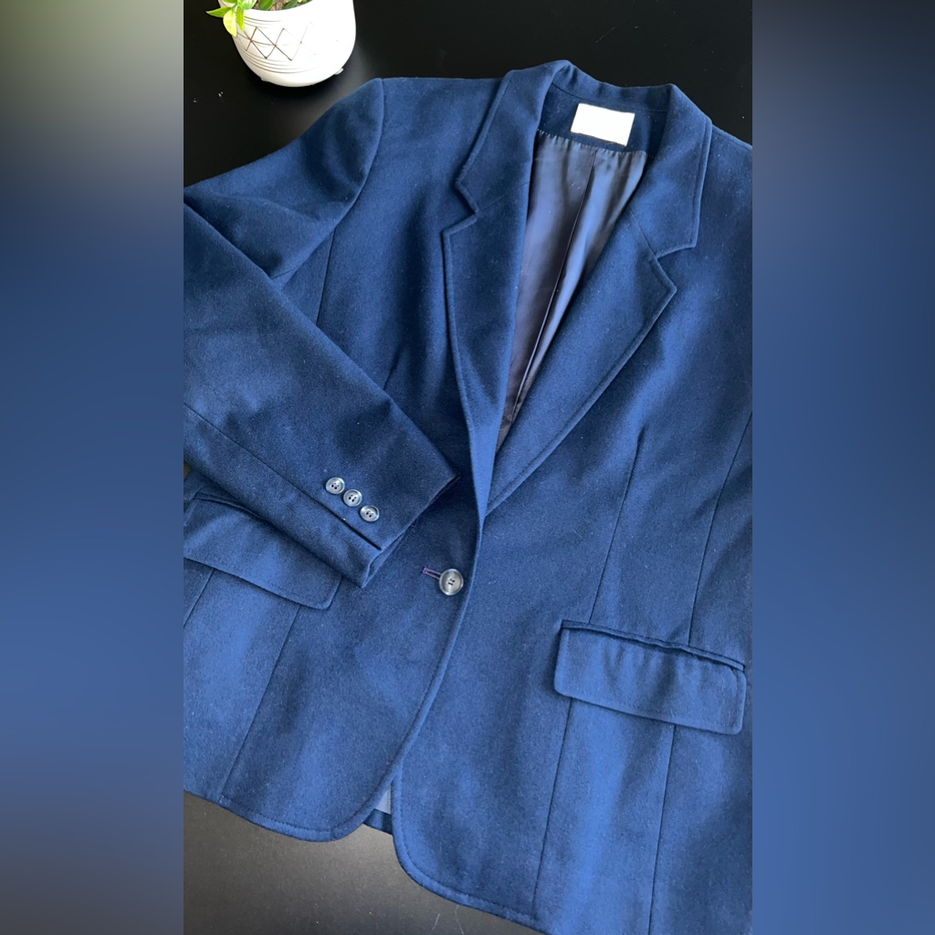 Pendleton Vintage Navy Blue 100% Virgin Wool Blazer Size 14